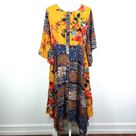 Umgee Maxi Dress Short Bell Sleeves Size M - Picture 6 of 15